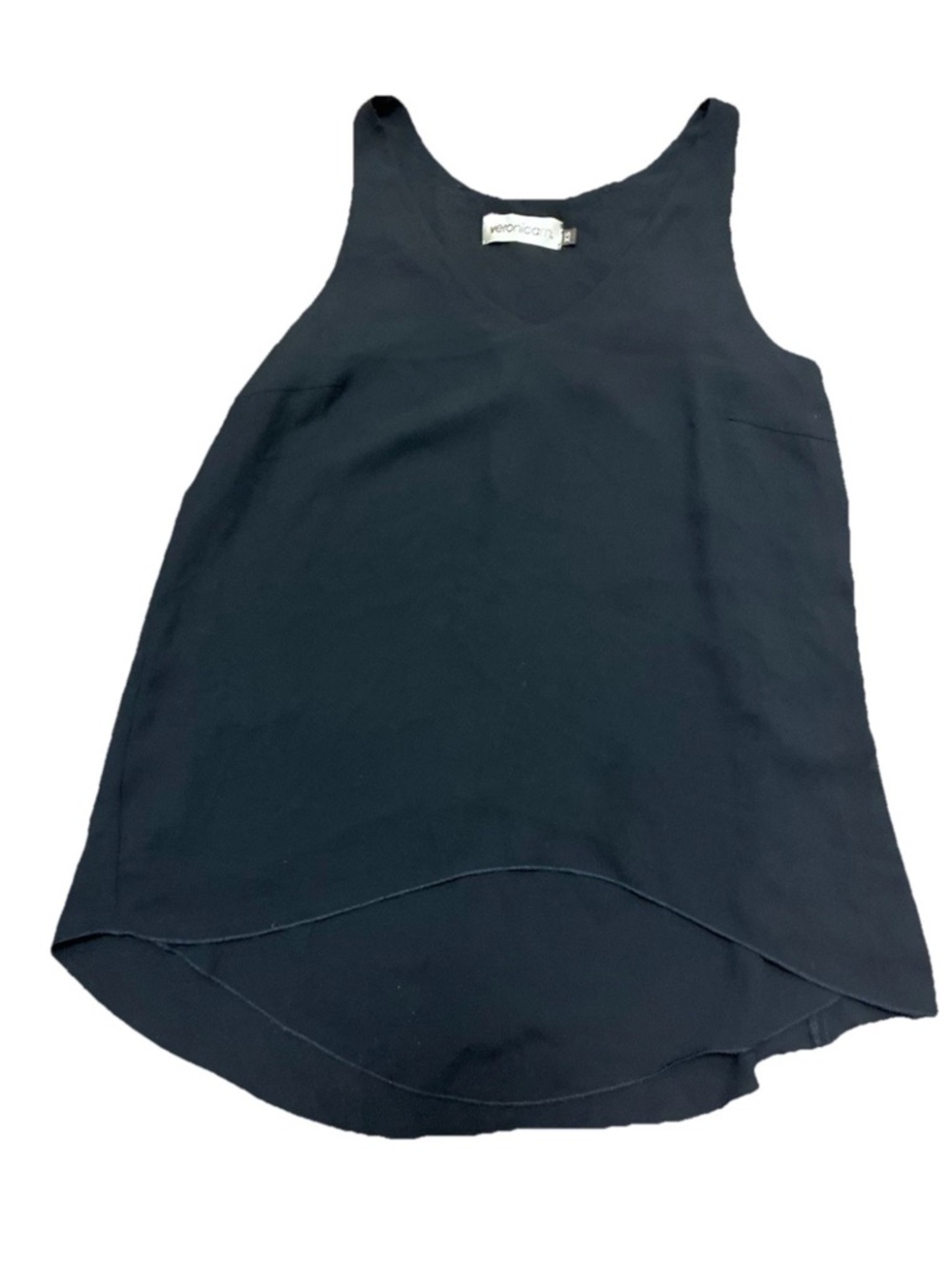 Veronica XS Sleeveless Blouse Women’s Medium Black V-Neck Hi Low Hem Tank Top
